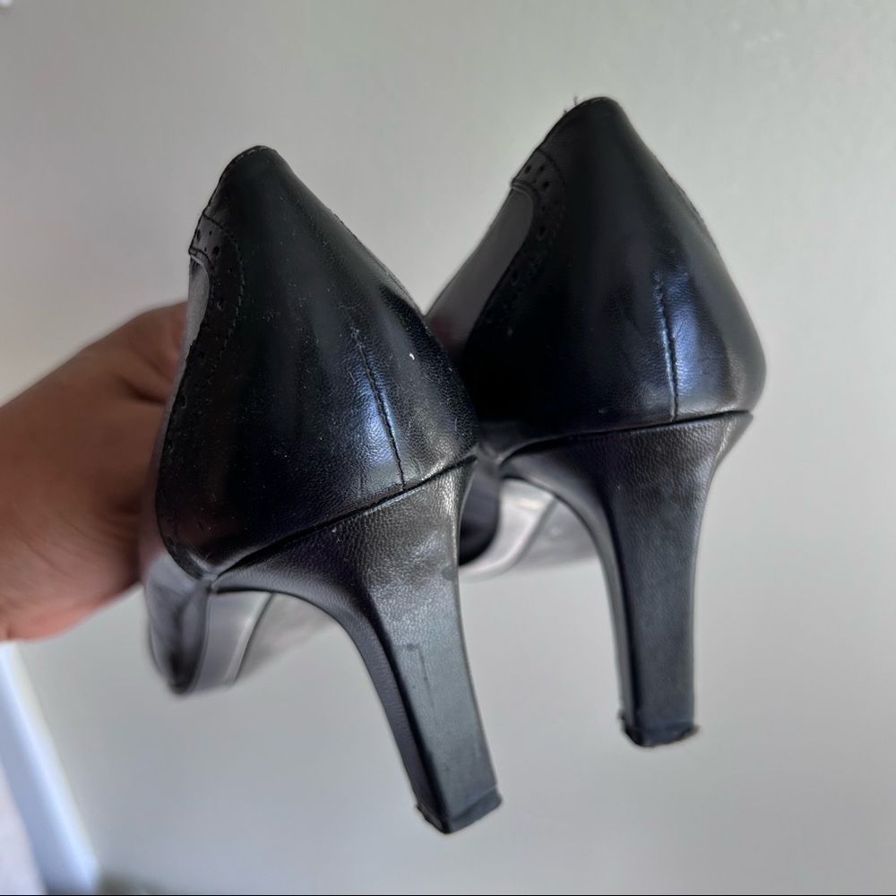 Etienne Aigner black brown colorblock leather shoes heels size - Picture 6 of 8